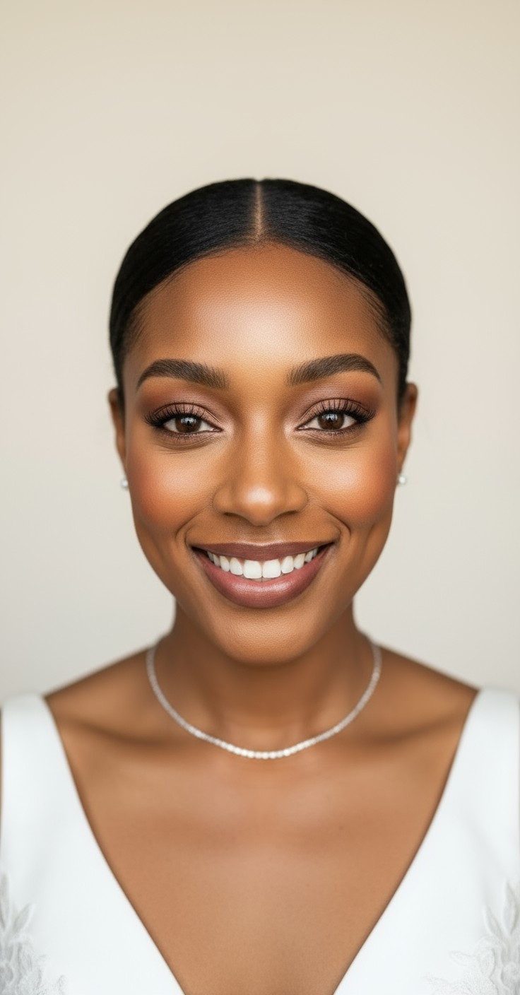 After Sleek Low Bun Wedding Hair